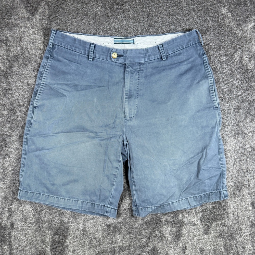 Peter Millar Mens Blue Flat Front Twill Chino Shorts Size 34
